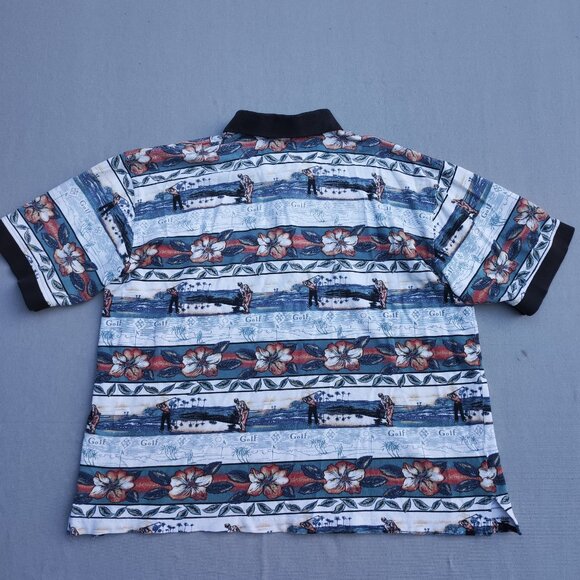 Munsingwear Classic Golf Polo Shirt men'a size L Floral and Golf Theme  Pattern - Picture 3 of 9